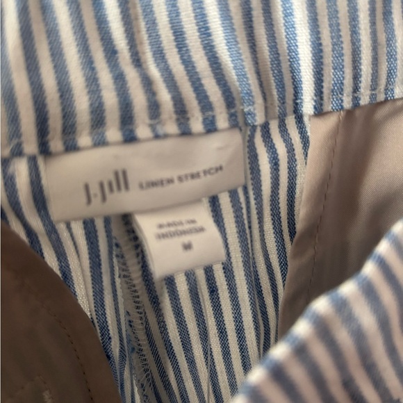 JJill’s NWT Striped blue and white stretch  linen  pants in size medium . - Picture 11 of 12
